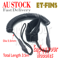 ET-FINS 3.5M 5.5mm Surfboard Coiled TPU Leash Surfing Leg Ankle Rope, Au Stock