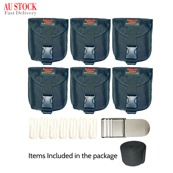 Endeavour Hobbies Heavy Duty 6 Bags Diving Weight Belt, Pockets and Buckle