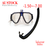 Prescription GOPRO mount Myopia Nearsighted Scuba Diving Snorkel set face mask goggles, AU