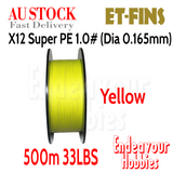JOF 500M SUPER PE 12X Strands Braided Fishing Line Wire 1.0# 0.165mm, AU STOCK