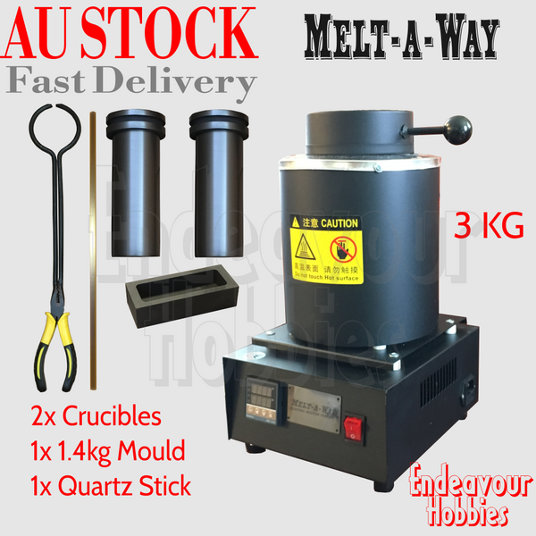Melt-A-Way 3KG 230V Electric Metal Melting Furnace COMPLETE Package, Au Stock