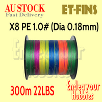 JOF PE Braided Line Wire 8X Strands 300M 1.0# Saltwater Fishing Weave, AU STOCK