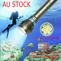 100M Waterproof 7xL2 LED Spearfishing Scuba Diving Flashlight Torch, AU Stock