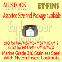 ET-FINS Assorted Marine Grade 316 Stainless Steel Locknuts Hex Nuts M4 M5 M6 M8 M10 M12 M14 M16 M18 M20