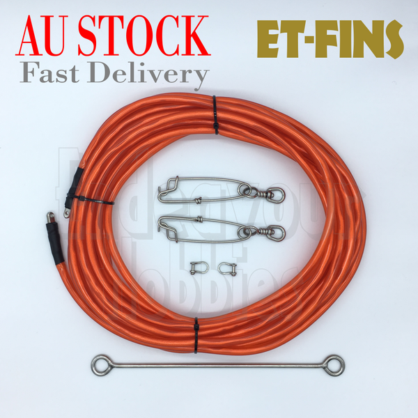 ET-FINS Heavy Duty Spearfishing Float Line 10m with Speed Needle, Clip, AU  Stock