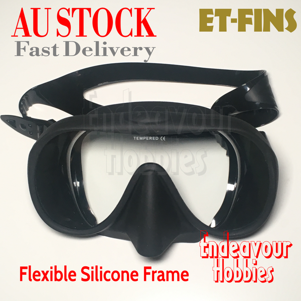 ET-FINS Silicone Frame One Piece Diving Goggles, Face Mask Spearfishing AU STOCK