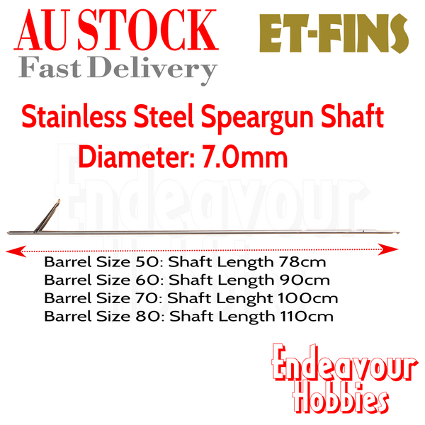 ET-FINS 7.0mm Notched Stainless Steel Spearfishing Speargun Shaft, AU Stock