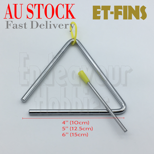 ET-FINS Metal Musical Triangle Percussion Instrument 4" 5" 6", AU STOCK
